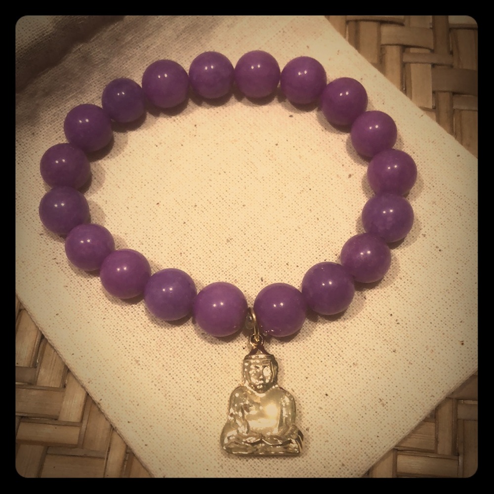 Purple Beaded Bracelet w/ Buddha Charm